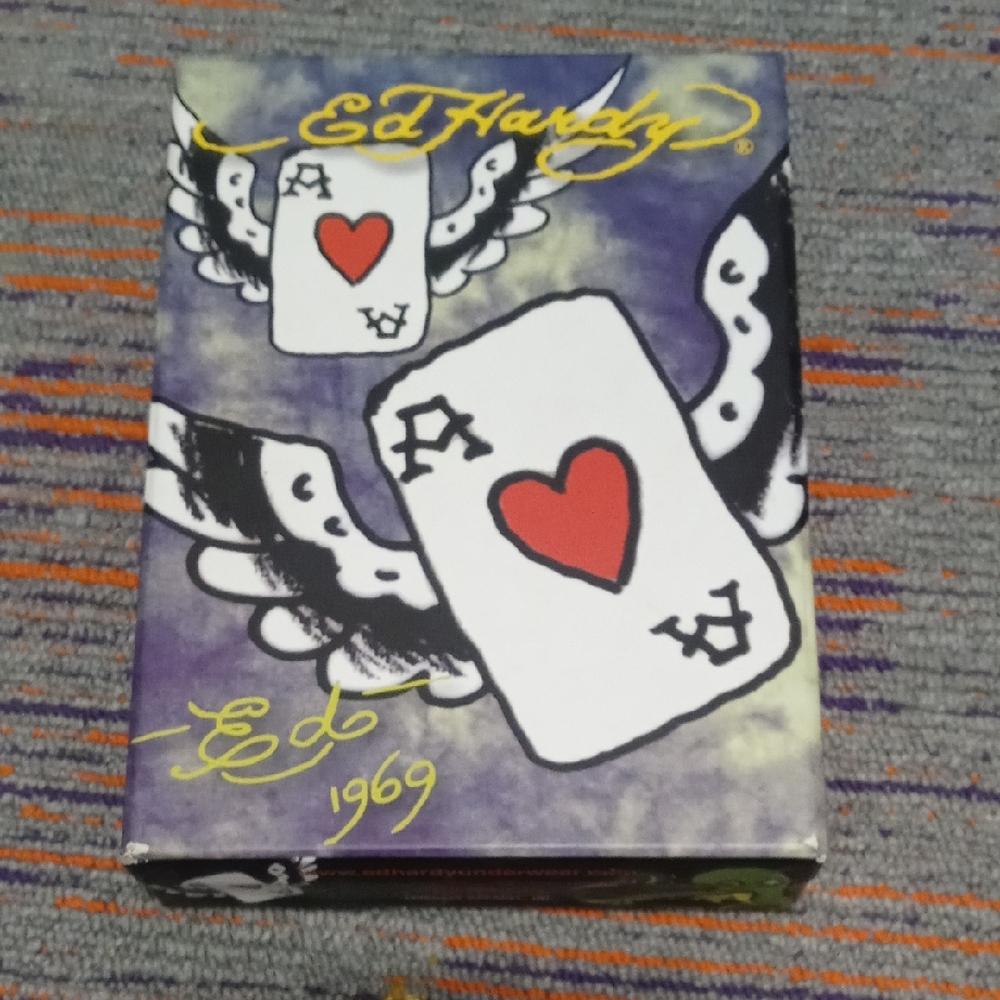 Ed Hardy Storage Box with Heart and Wing Design
